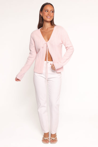Cherri Single Tie Cardigan - Pink