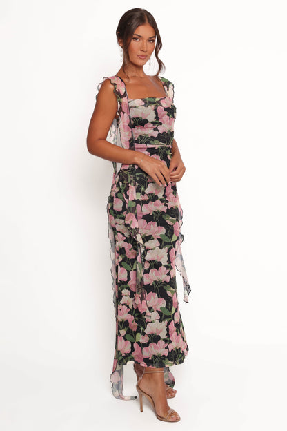 Chiara Maxi Dress - Black Floral