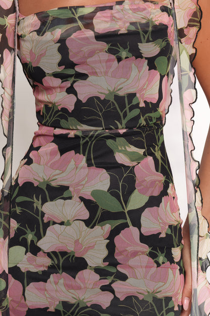 Chiara Maxi Dress - Black Floral