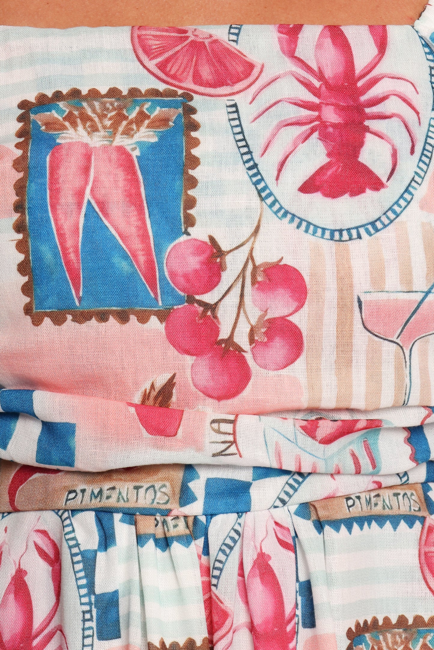 Clo Puff Sleeve Midi Dress - Pink Blue