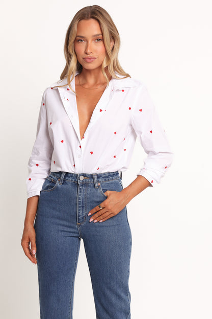 Cyra Heart Top - White Red