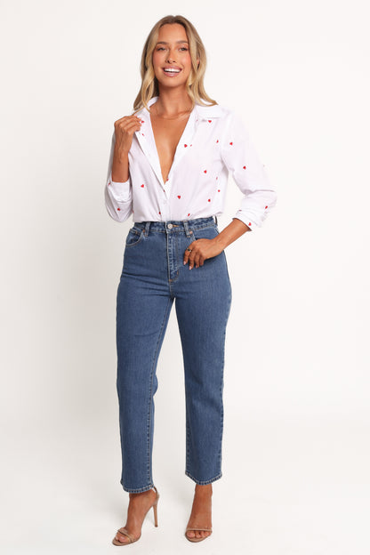 Cyra Heart Top - White Red