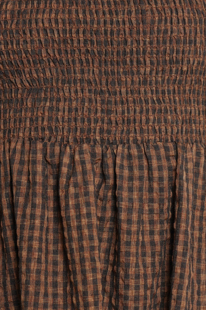 Cyrena Maxi Dress - Brown Check