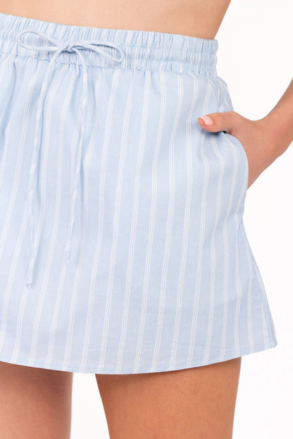 Daisy Skirt Set - Blue White Stripe