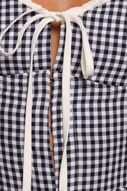 Danella Top - Navy Gingham