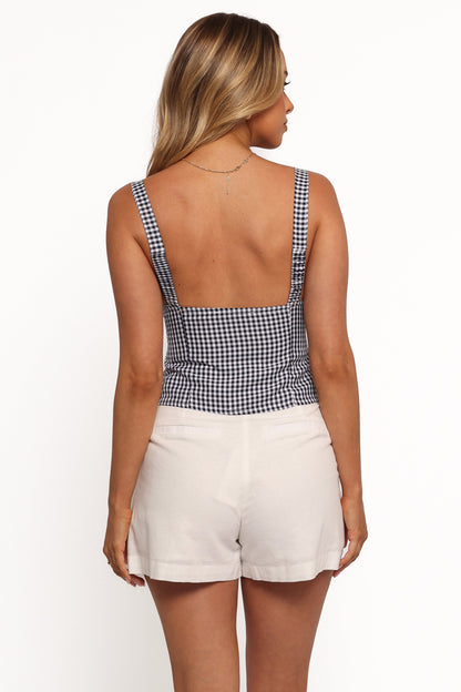 Danella Top - Navy Gingham