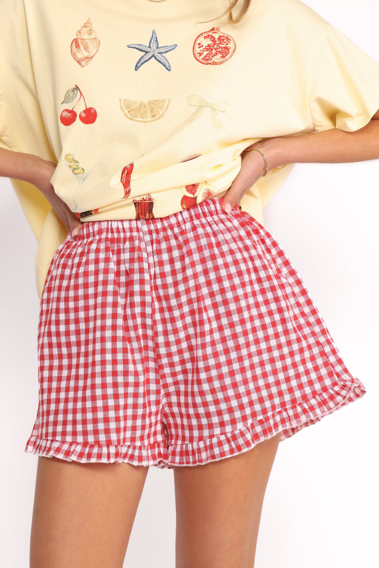 Daphne Short Set - Yellow Red Gingham