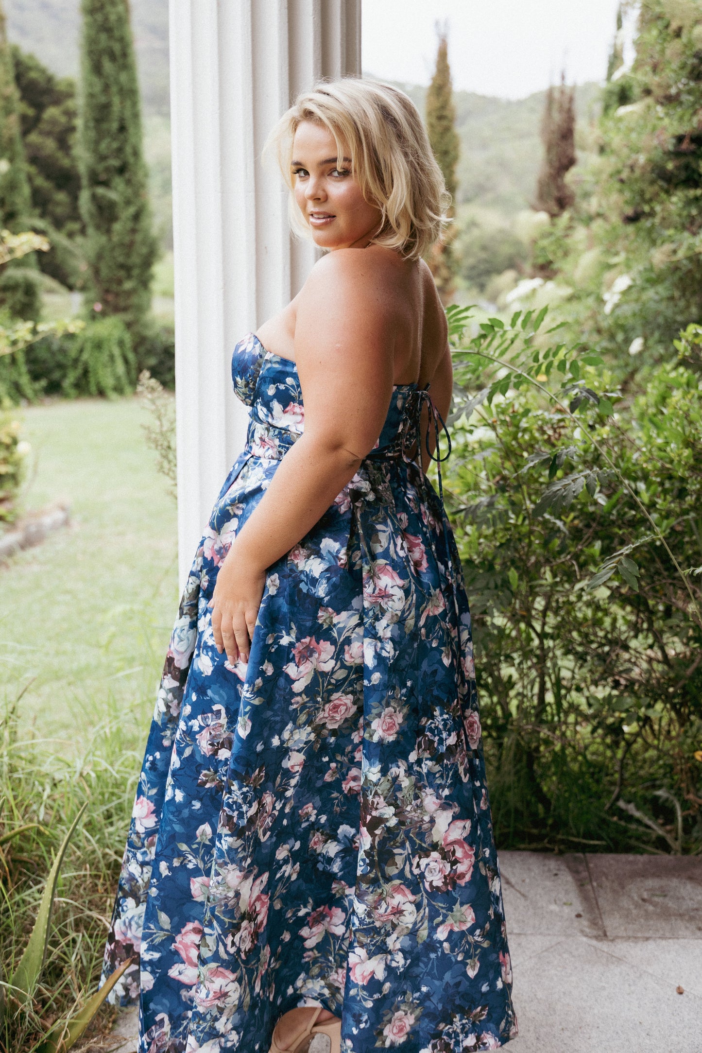 Darina Strapless Midi Dress - Midnight Floral