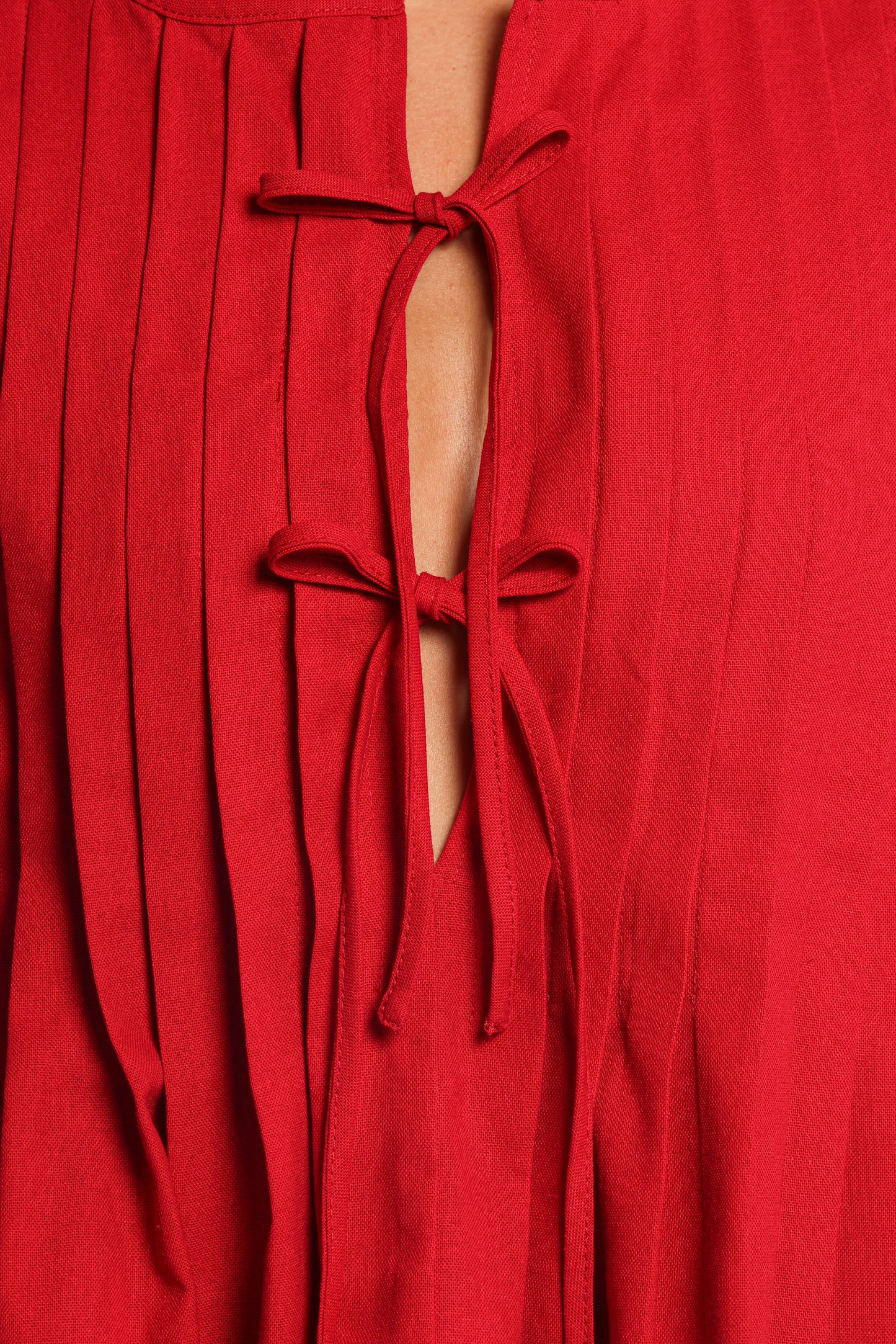 Delia Pleat Tie Top - Red