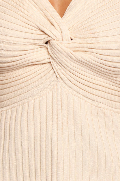 Demi Twist Detail Knit Top - Cream