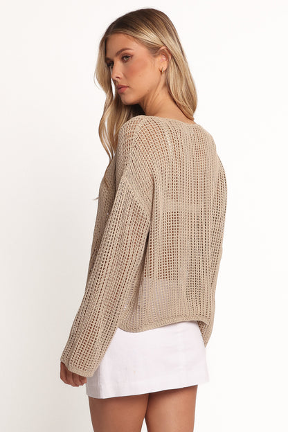 Desiree Open Weave Knit Sweater - Beige