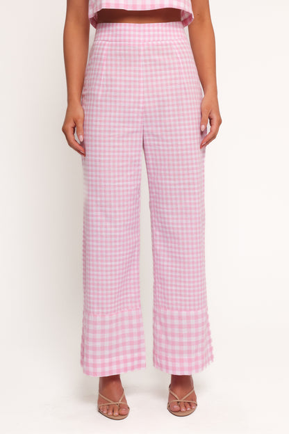 Devlin Cotton Pant - Pink Gingham