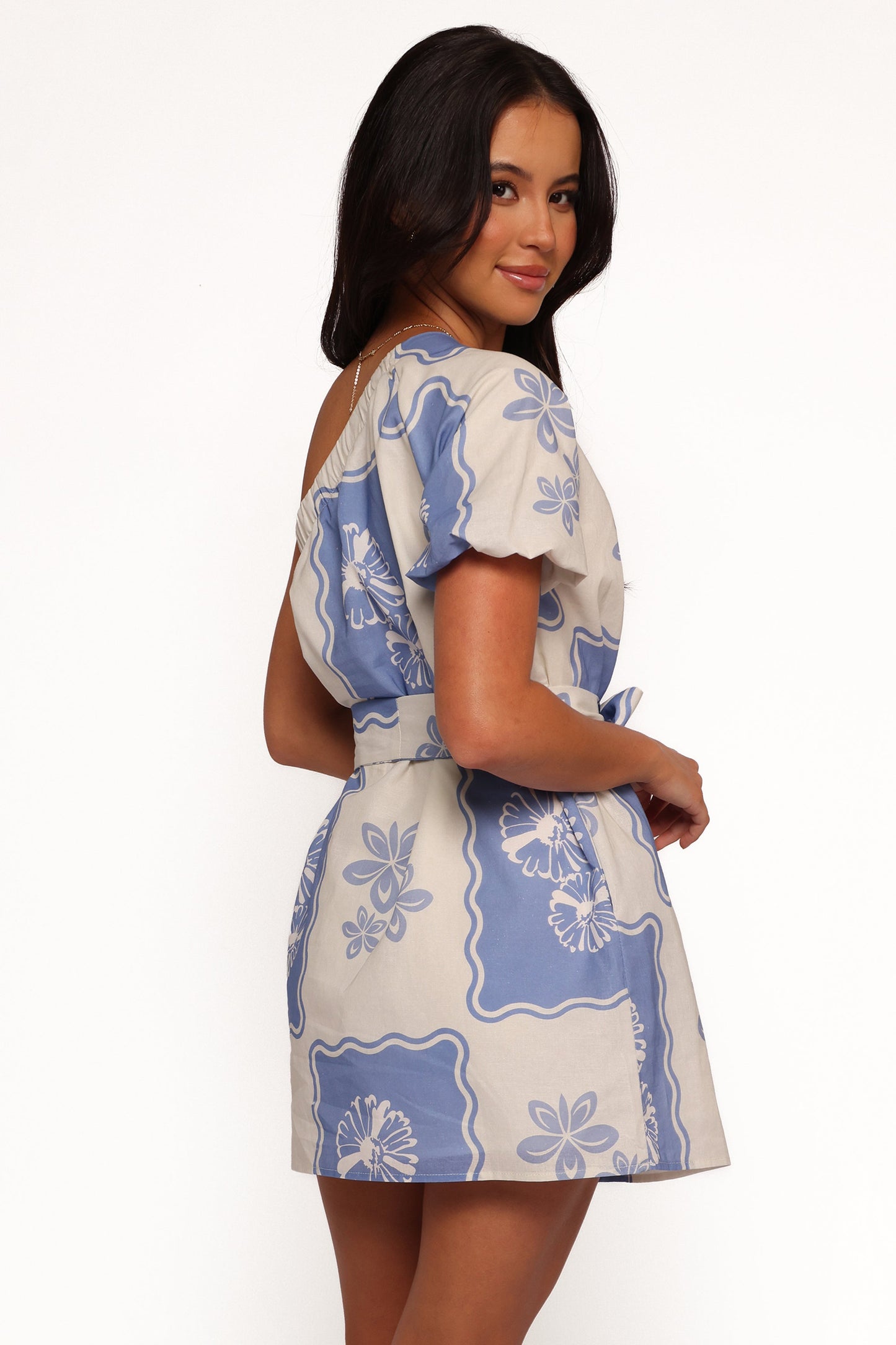 Dylan One Shoulder Mini Dress - Blue Dahlia