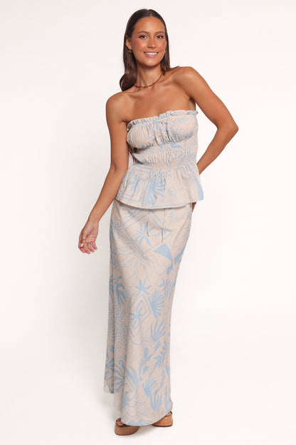 Elena Strapless Top - Blue Soleil