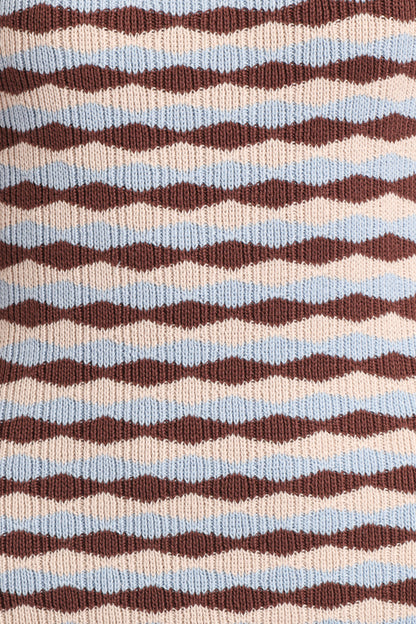 Elfrida Knit Mini Dress - Blue/Brown