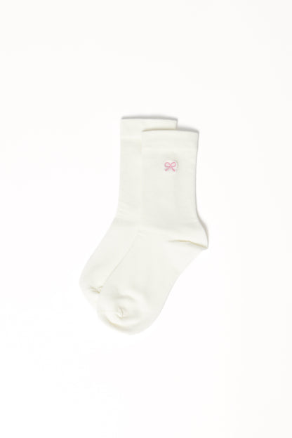 Elsie Bow Socks - White
