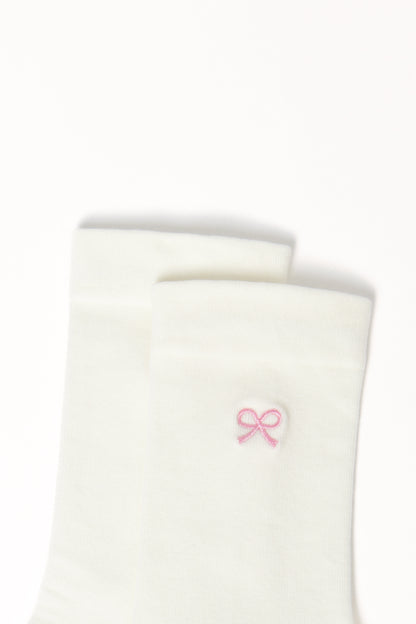 Elsie Bow Socks - White