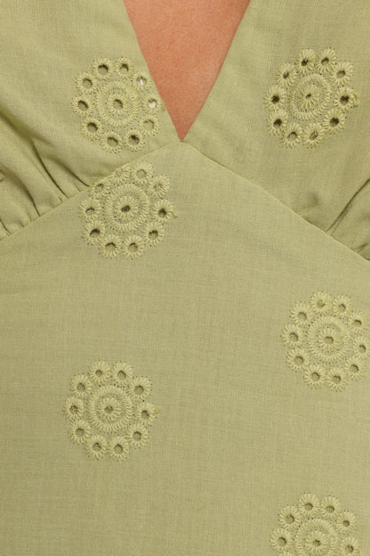 Ensley Flutter Sleeve Maxi Dress - Olive Green