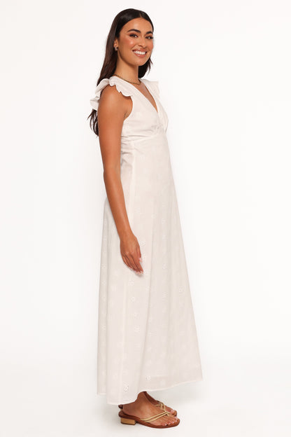 Ensley Flutter Sleeve Maxi Dress - White