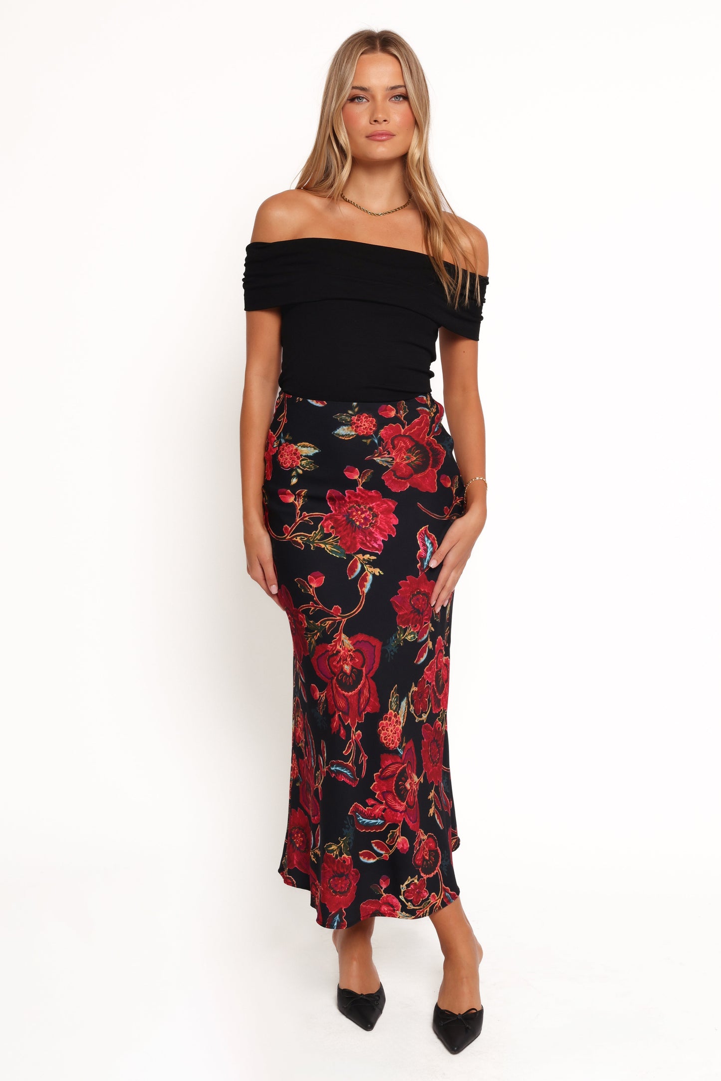 Evie Maxi Skirt - Black Floral
