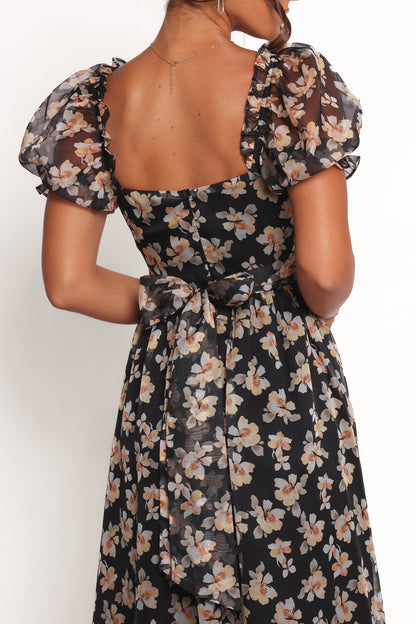 Farryn Maxi Dress - Black Beige Floral
