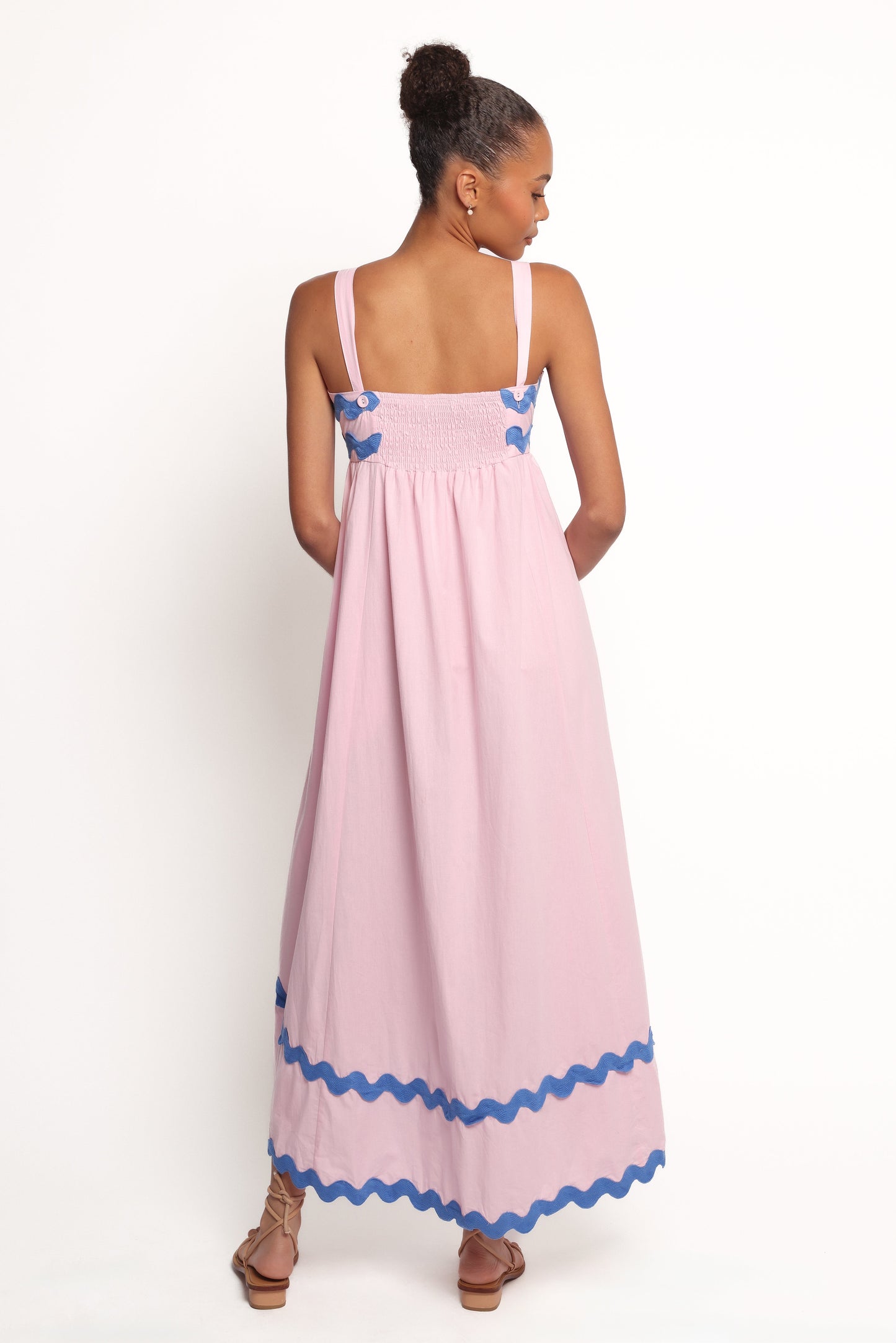 Fitzgerald Maxi Dress - Pink/Blue Trim