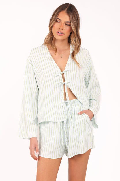 Flynn Short Set - Green Blue Stripe