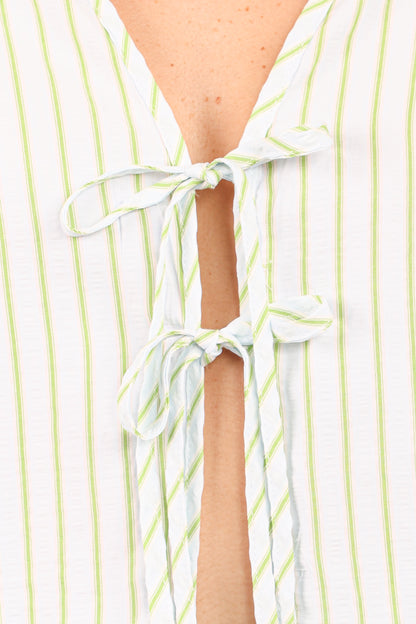Flynn Short Set - Green Blue Stripe