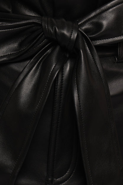 Franka Faux Leather Midi Skirt - Black