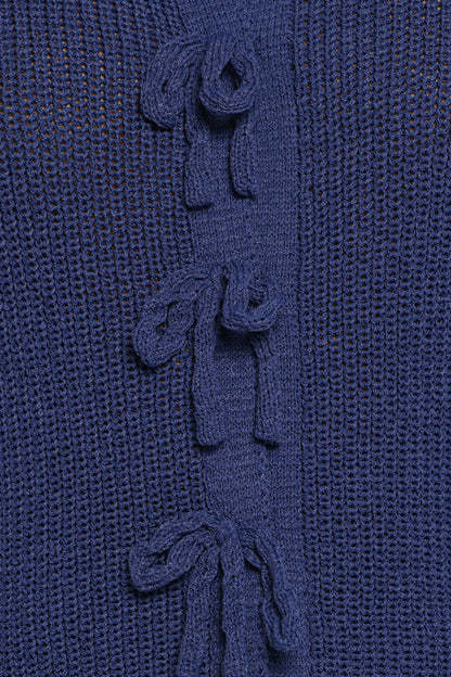 Gemma Short Sleeve Bow Cardigan - Navy