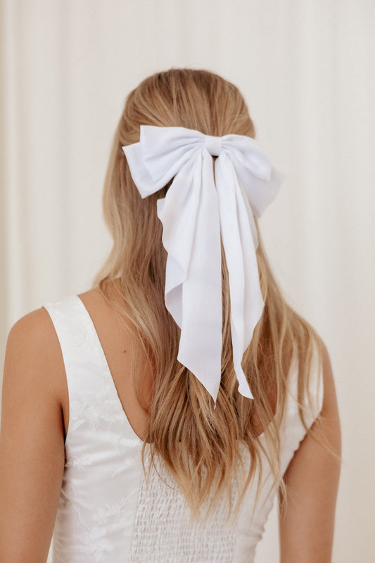 Grace Hair Bow - White