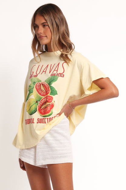 Guavas Graphic Tee - Pale Yellow