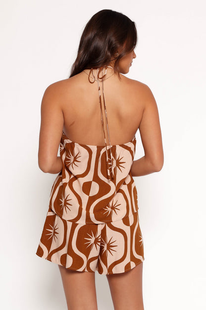 Henri Halter Top - Tan Print