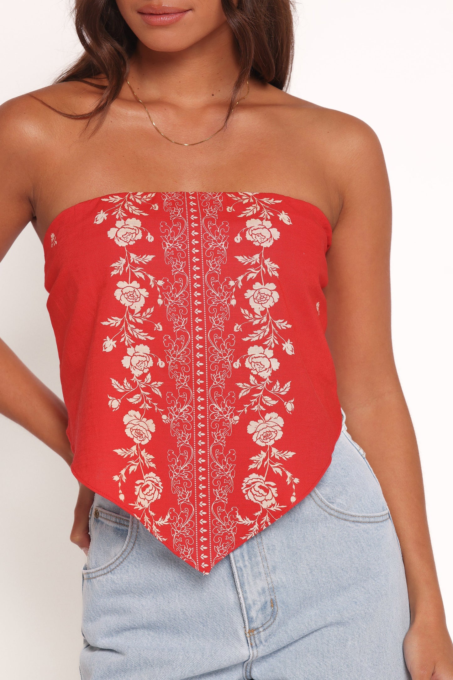 Ilara Strapless Top - Red Floral