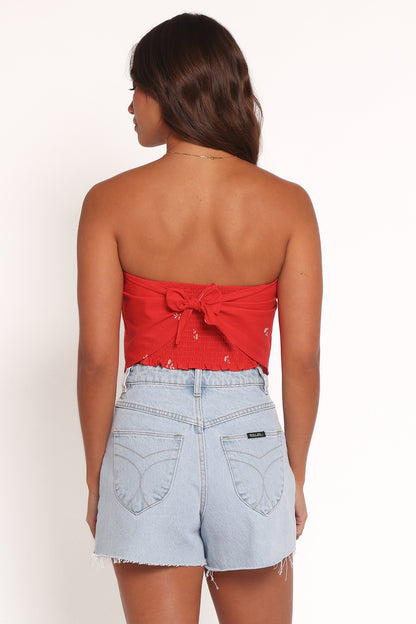 Ilara Strapless Top - Red Floral