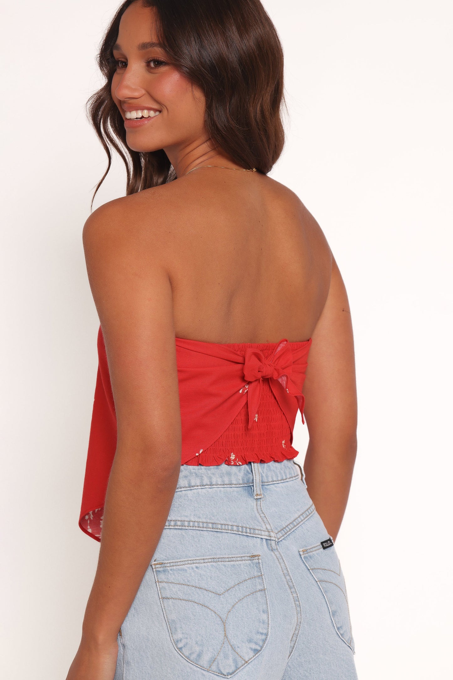 Ilara Strapless Top - Red Floral