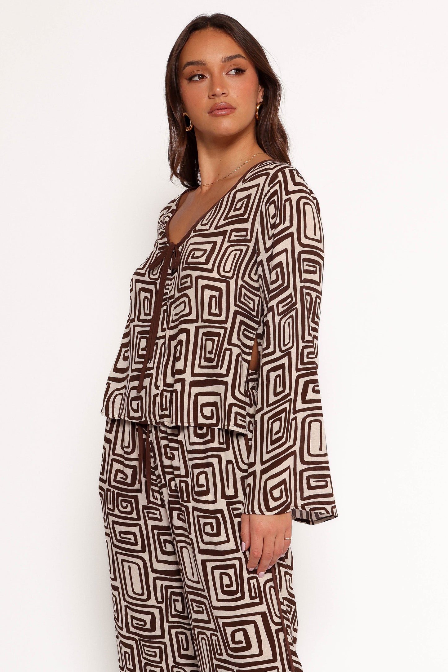 Imogen Top - Chocolate Brown Print