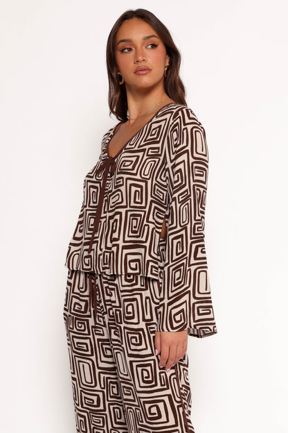 Imogen Top - Chocolate Brown Print