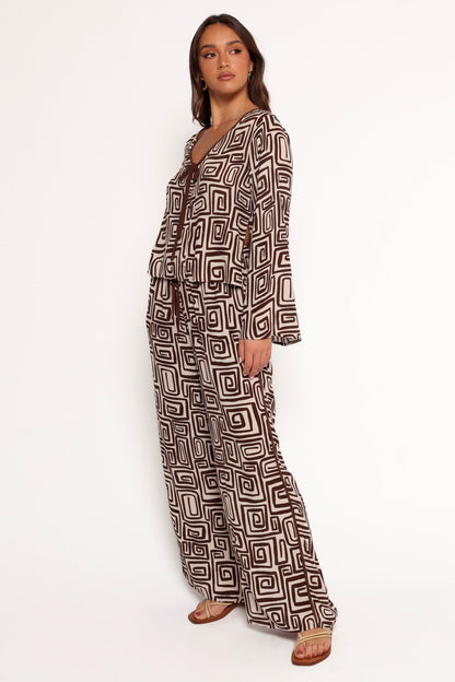 Imogen Pant - Chocolate Brown Print