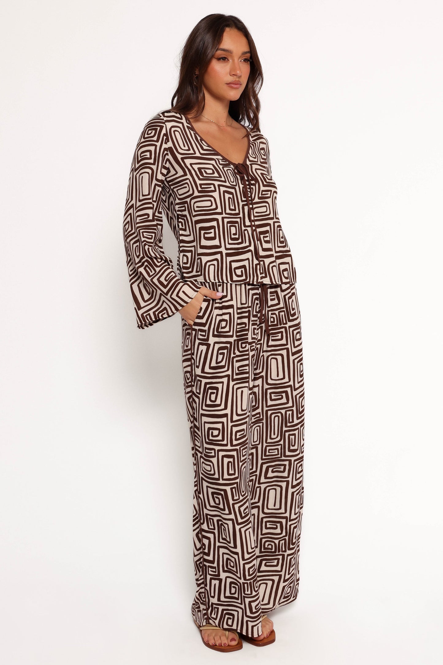 Imogen Pant - Chocolate Brown Print