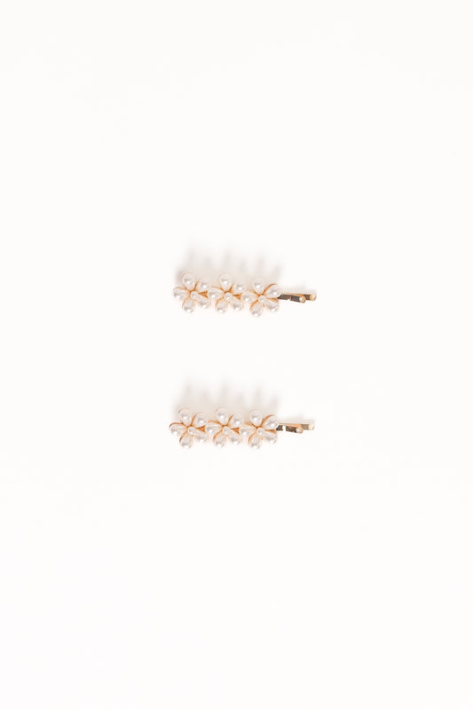 Isabella Hair Clip Set - Pearl
