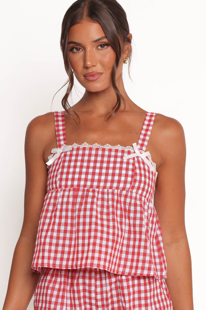 Isidore Gingham Short Set - Red
