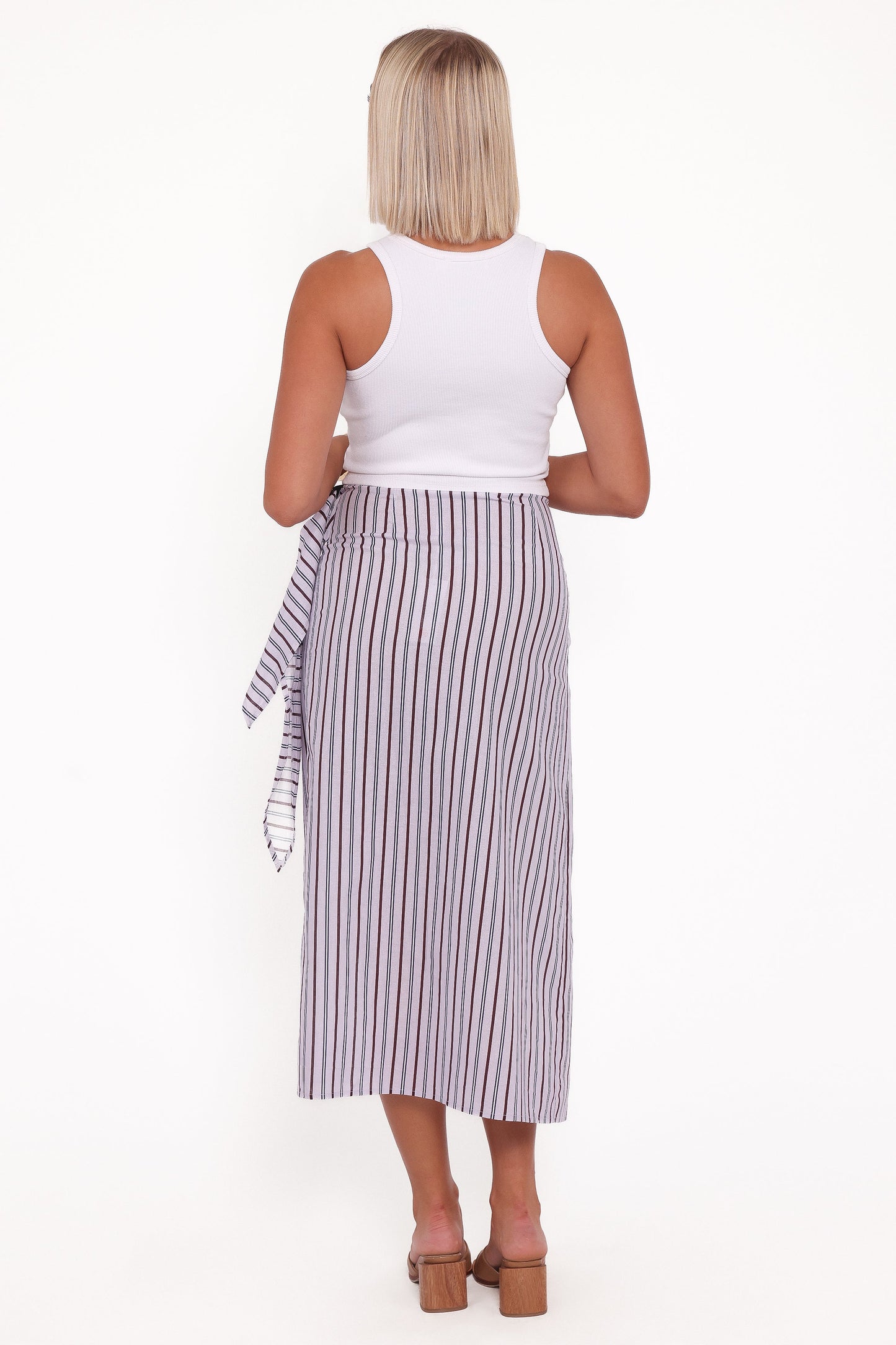Jacey Wrap Midi Skirt - Midnight Stripe