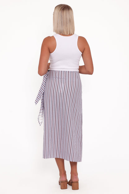 Jacey Wrap Midi Skirt - Midnight Stripe