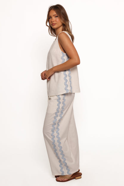 Jasinta Pants - Cream Blue