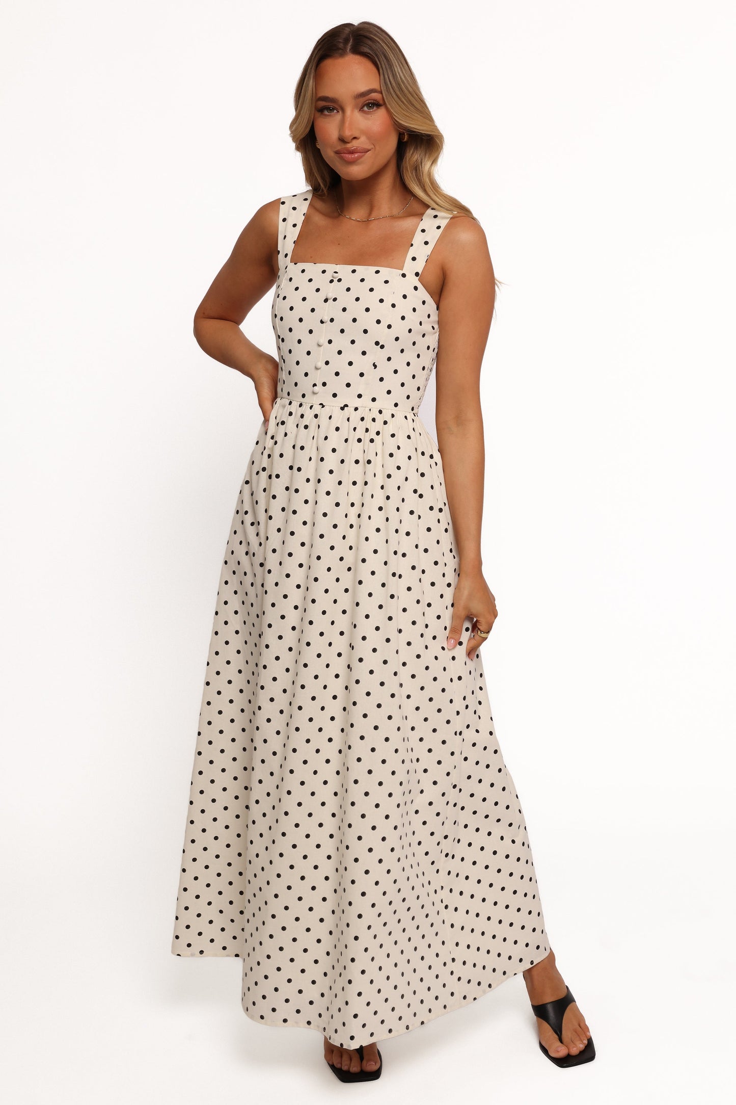 Jenni Maxi Dress - White Polka Dot