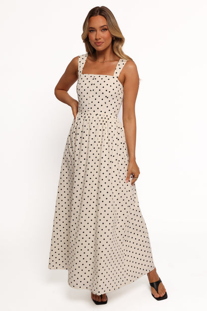 Jenni Maxi Dress - White Polka Dot