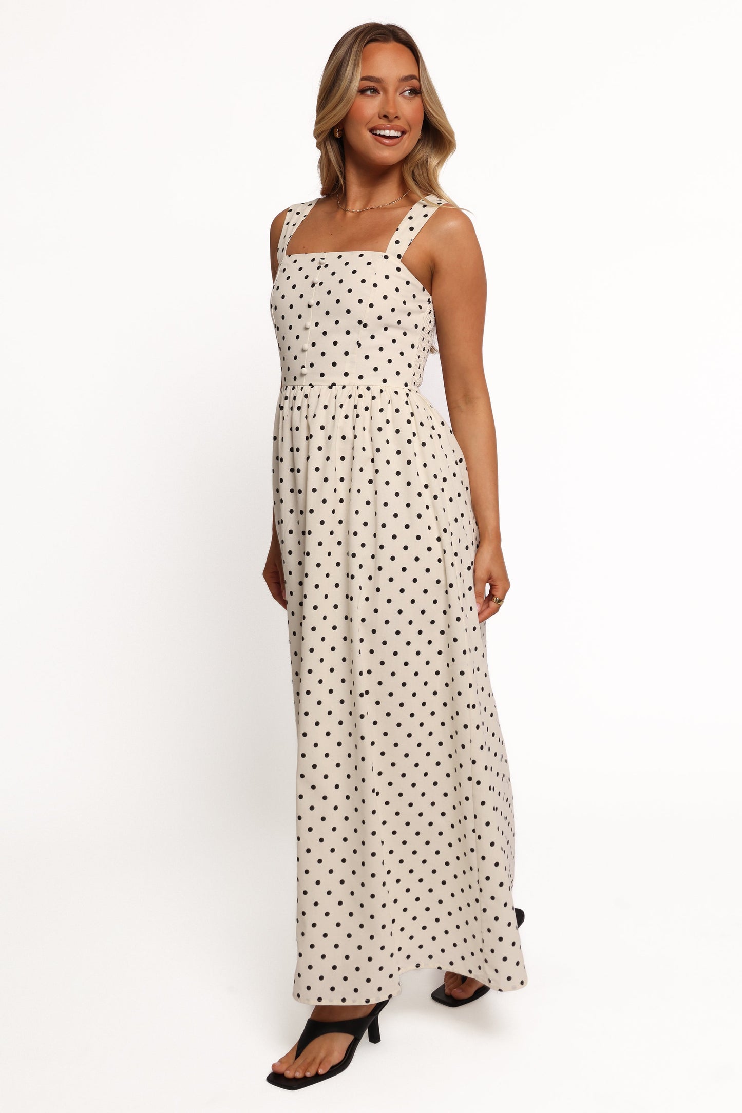 Jenni Maxi Dress - White Polka Dot