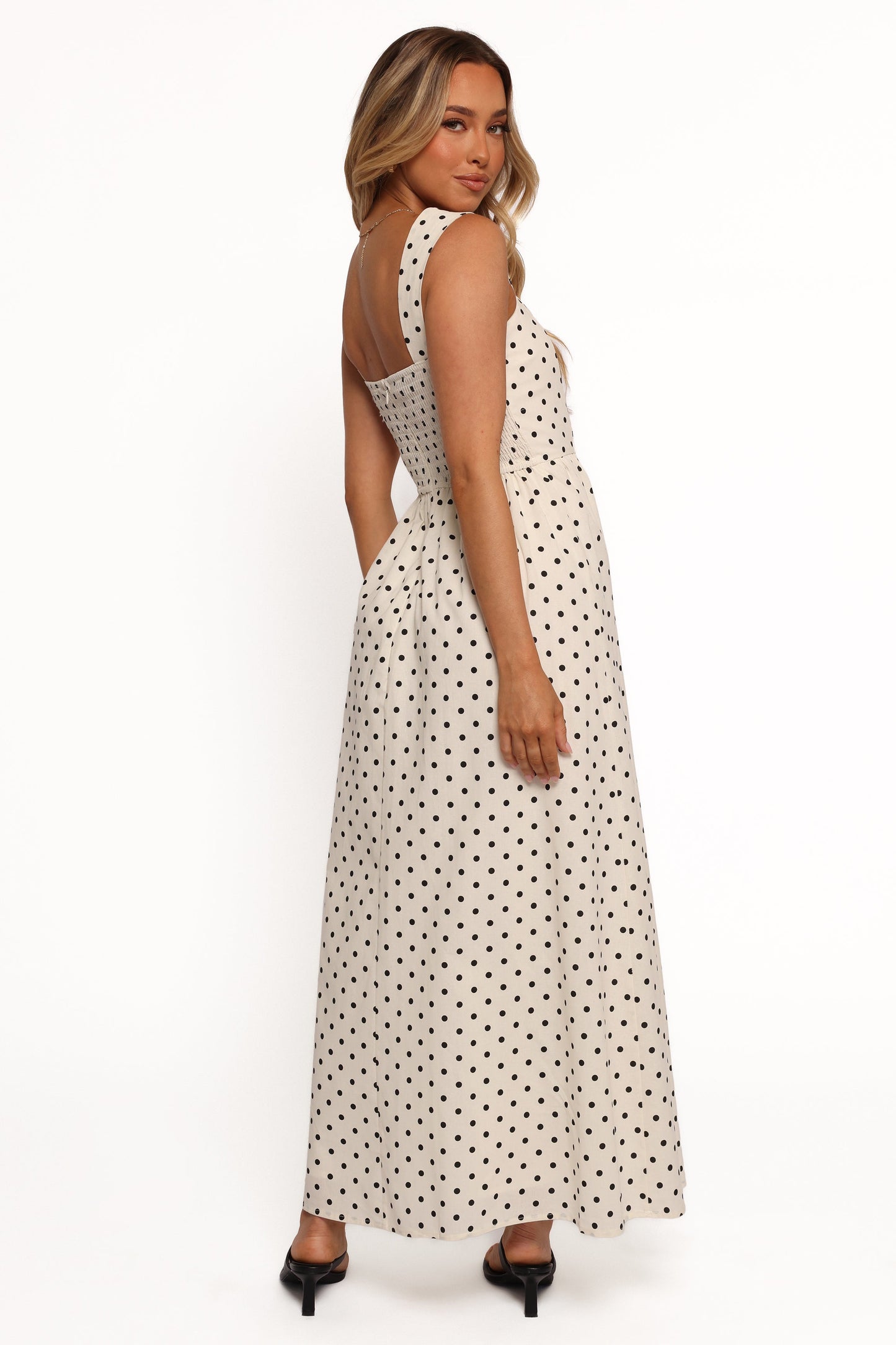 Jenni Maxi Dress - White Polka Dot