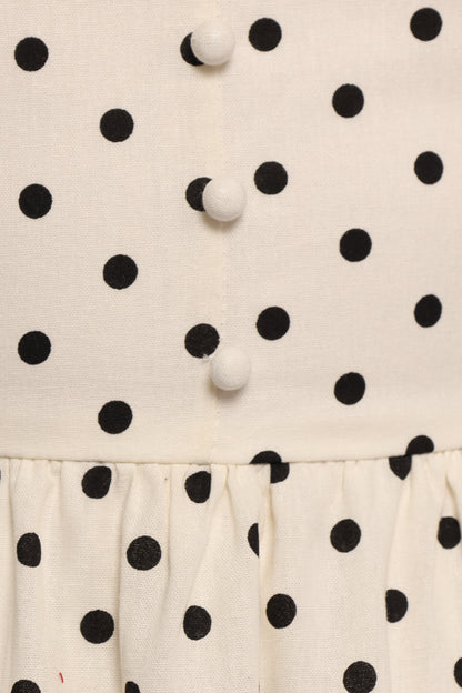 Jenni Maxi Dress - White Polka Dot